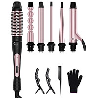 6 In 1 Curling Iron Curling Wand Set With Thermal Brush 15Inch 1Inch Bubble Curling Wand And 3 Interchangeable Ceramic Bar