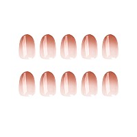 Almond Press On Nails Short Fake Nails Nude Pink Gel Acrylic Nails With Nail Glue Glossy False Nails Kits For Women Super Fit