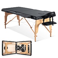 Chrun Massage Table Portable Massage Bed Lash Spa Bed Tattoo Face Cradle Bed Height 35Inch Adjustable 2 Fold With Bag Black