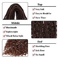 Leeven 30 Strands Double Ended Dreadlock Extensions 24 Inch Thin Synthetic Boho Dreads Ombre Brown 3 Style Mixed Full Set Wool D