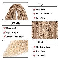 Leeven 30 Strands Double Ended Dreadlock Extensions 24 Inch Thin Synthetic Boho Dreads Ombre Blonde 5 Style Mixed Full Set Wool