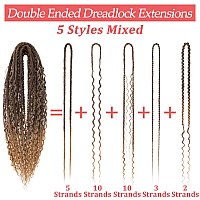 Leeven 30 Strands Double Ended Dreadlock Extensions 24 Inch Thin Synthetic Boho Dreads Ombre Blonde 5 Style Mixed Full Set Wool