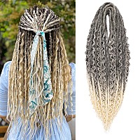 Leeven 30 Strands Double Ended Dreadlock Extensions 24 Inch Honey Blonde Thin Synthetic Boho Dreads 3 Style Mixed Full Set Wool