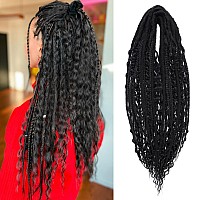 Leeven 30 Strands Double Ended Dreadlock Extensions 24 Inch Black Thin Synthetic Boho Dreads 3 Style Mixed Full Set Wool De Viki