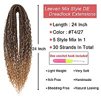 Leeven 30 Strands Double Ended Dreadlock Extensions 24 Inch Thin Synthetic Boho Dreads Ombre Honey Blonde 5 Style Mixed Full Set