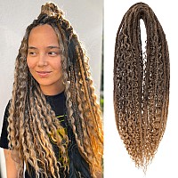 Leeven 30 Strands Double Ended Dreadlock Extensions 24 Inch Thin Synthetic Boho Dreads Ombre Honey Blonde 3 Style Mixed Full Set