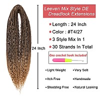 Leeven 30 Strands Double Ended Dreadlock Extensions 24 Inch Thin Synthetic Boho Dreads Ombre Honey Blonde 3 Style Mixed Full Set