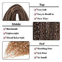 Leeven 30 Strands Double Ended Dreadlock Extensions 24 Inch Thin Synthetic Boho Dreads Ombre Honey Blonde 3 Style Mixed Full Set