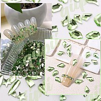 Qiipii 1802Pcs Light Green Nail Rhinestones Grass Green Nail Charms Multi Shapes Crystal Flatback Rhinestones Gems Round Beads G