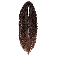 Leeven 30 Strands Double Ended Dreadlock Extensions 24 Inch Thin Synthetic Boho Dreads Ombre Brown 5 Style Mixed Full Set Wool D