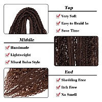 Leeven 30 Strands Double Ended Dreadlock Extensions 24 Inch Thin Synthetic Boho Dreads Ombre Brown 5 Style Mixed Full Set Wool D