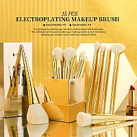 Ducare Makeup Brushes 15Pcs Makeup Brush Set With Holder Premium Synthetic Powder Foundation Contour Blush Concealer Eye Shadow