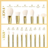 Ducare Makeup Brushes 15Pcs Makeup Brush Set With Holder Premium Synthetic Powder Foundation Contour Blush Concealer Eye Shadow