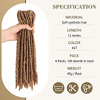 Wignee 120 Strands Faux Locs Crochet Hair 12 Inches Short Faux Locs Prelooped Soft Locs Dreadlock Crochet Hair 6 Packs Pretwis