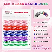 Fadvan Colored Lash Clusters 240Pcs Individual Lashes D Curl 14Mm16Mm Colored Cluster Lashes 40D Colorful Eyelash Clusters 6 Co