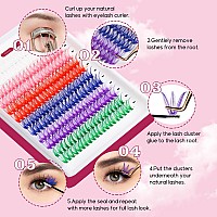 Fadvan Colored Lash Clusters 240Pcs Individual Lashes D Curl 14Mm16Mm Colored Cluster Lashes 40D Colorful Eyelash Clusters 6 Co