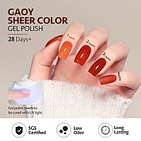 Gaoy Jelly Brown Gel Nail Polish Set 6 Transparent Colors Dark Red Orange Pumpkin Soak Off Gel Polish Kit For Salon And Nail Ar