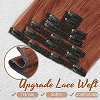 Kookastyle 7Pcs Clip In Hair Extensions Thick Long Wavy Layered Hairpieces Soft Lace Weft Lightweight Hair Extensions Copper Red