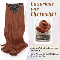 Kookastyle 7Pcs Clip In Hair Extensions Thick Long Wavy Layered Hairpieces Soft Lace Weft Lightweight Hair Extensions Copper Red