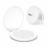 Kintion Travel Mirror With Light 1X10X Magnification Compact Mirror 4 Rechargeable Led Purse Mirror Dimmable 3 Color Temper