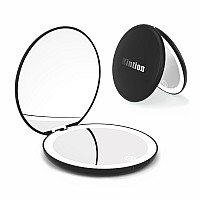 Kintion Travel Mirror With Light 1X10X Magnification Compact Mirror 4 Rechargeable Led Purse Mirror Dimmable 3 Color Temper