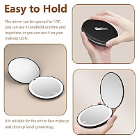 Kintion Travel Mirror With Light 1X10X Magnification Compact Mirror 4 Rechargeable Led Purse Mirror Dimmable 3 Color Temper