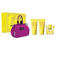 Versace Yellow Diamond by Versace, 4 Piece Gift Set for Women with Bag