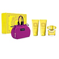 Versace Yellow Diamond by Versace, 4 Piece Gift Set for Women with Bag