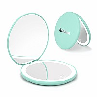 Kintion Travel Mirror With Light 1X10X Magnification Compact Mirror 4 Rechargeable Led Purse Mirror Dimmable 3 Color Temper