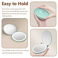 Kintion Travel Mirror With Light 1X10X Magnification Compact Mirror 4 Rechargeable Led Purse Mirror Dimmable 3 Color Temper