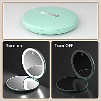 Kintion Travel Mirror With Light 1X10X Magnification Compact Mirror 4 Rechargeable Led Purse Mirror Dimmable 3 Color Temper