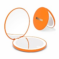 Kintion Travel Mirror With Light 1X10X Magnification Compact Mirror 4 Rechargeable Led Purse Mirror Dimmable 3 Color Tempe