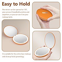 Kintion Travel Mirror With Light 1X10X Magnification Compact Mirror 4 Rechargeable Led Purse Mirror Dimmable 3 Color Tempe