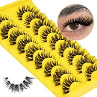 Cat Eye Lashes Natural Look False Eyelashes Fluffy Wispy Fake Eyelashes C Curl Strip 3D Lashes Cat Eye Fox Eyelash Mink Lashes W