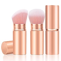 Falliny Retractable Makeup Brush 2 Pack Travel Kabuki Blush Brush Portable Powder Foundation Sunscreen Brush With Cover For Bl