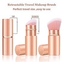 Falliny Retractable Makeup Brush 2 Pack Travel Kabuki Blush Brush Portable Powder Foundation Sunscreen Brush With Cover For Bl