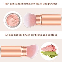 Falliny Retractable Makeup Brush 2 Pack Travel Kabuki Blush Brush Portable Powder Foundation Sunscreen Brush With Cover For Bl