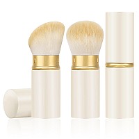 Falliny Retractable Makeup Brush 2 Pack Travel Kabuki Face Blush Brush Portable Powder Foundation Sunscreen Brush With Cover F