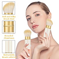 Falliny Retractable Makeup Brush 2 Pack Travel Kabuki Face Blush Brush Portable Powder Foundation Sunscreen Brush With Cover F