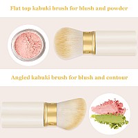 Falliny Retractable Makeup Brush 2 Pack Travel Kabuki Face Blush Brush Portable Powder Foundation Sunscreen Brush With Cover F