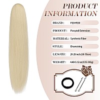 Feshfen Drawstring Ponytail Extensions Long Straight Pony Tails Natural Synthetic Hair Pieces Clip In Ponytails Hairpieces For W