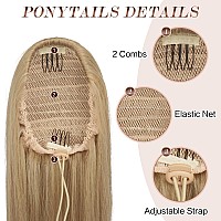 Feshfen Straight Ponytail Extensions Long Drawstring Pony Tails Natural Synthetic Hair Piece Clip In Ponytails Hairpieces For Wo