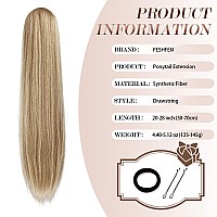 Feshfen Straight Ponytail Extensions Long Drawstring Pony Tails Natural Synthetic Hair Piece Clip In Ponytails Hairpieces For Wo