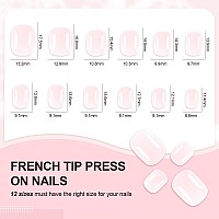 Liarty 240 Pcs Press On Nails Short French Tip False Nails Manicure 12 Size Acrylic Full Cover Artificial Fake Nails White