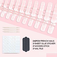 Liarty 240 Pcs Press On Nails Short French Tip False Nails Manicure 12 Size Acrylic Full Cover Artificial Fake Nails White