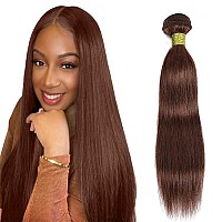 Human Hair Bundles 4 Brazilian Weave Bundles Human Hair Extension 14 Inch Brown Unprocessed Virgin Hair Brazilian Raw Virgin Ha