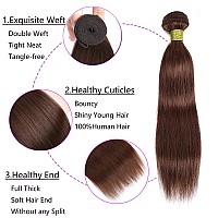 Human Hair Bundles 4 Brazilian Weave Bundles Human Hair Extension 14 Inch Brown Unprocessed Virgin Hair Brazilian Raw Virgin Ha