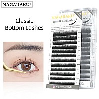 Nagaraku Bottom Eyelash Extensions Individual Lashes Classic Single Matte Black Soft Natural Faux Mink False Lashes 12 Rows 01