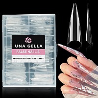 Una Gella Long Stiletto Almond Nail Tips For Acrylic Nails 216Pcs Xxl Long Stiletto False Fake Nails No C Curve Half Nail Tips T