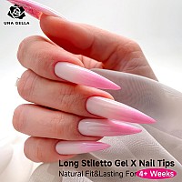 Una Gella Long Stiletto Almond Nail Tips For Acrylic Nails 216Pcs Xxl Long Stiletto False Fake Nails No C Curve Half Nail Tips T